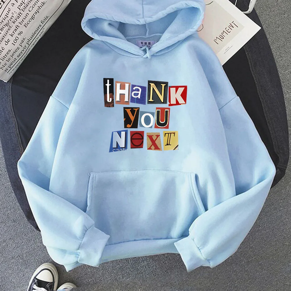 Ariana Grande Thank You Next Kpop Style Hoodies Women Men Aesthetic Sweatshirts Hooded Pullovers Oversized Winter Fleece Coat