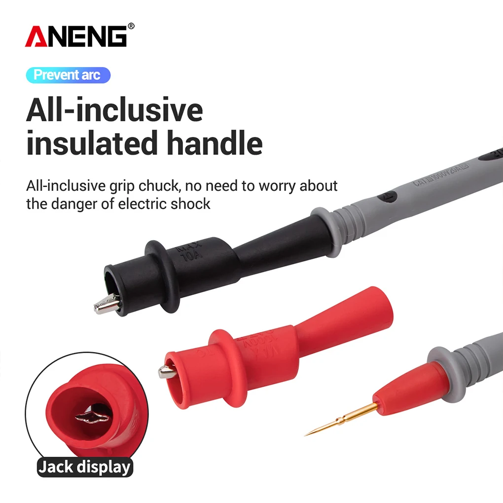 ANENG 1 Pair Insulated Multimeter Test Probes Measuring Device Non-destructive Needle Pin Positive Negative Tester