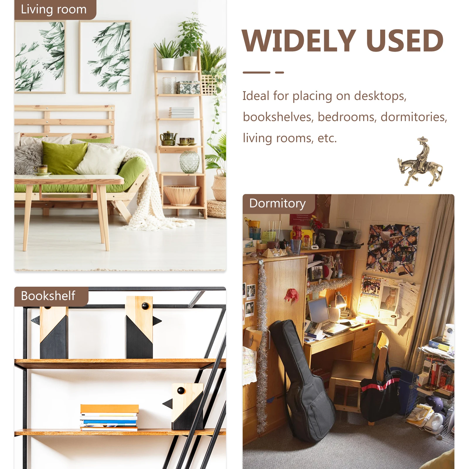 

Copper Elderly Riding Donkey Copper Statue Vintage Home Decor Shelf Table Decoration Living Room Office Desktop