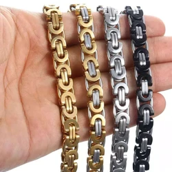 Stainless Steel Men Plated Gold Silver Chain Necklace Male Brake Flat King Rock Fashion Accessory Dropshipping Free Delivery