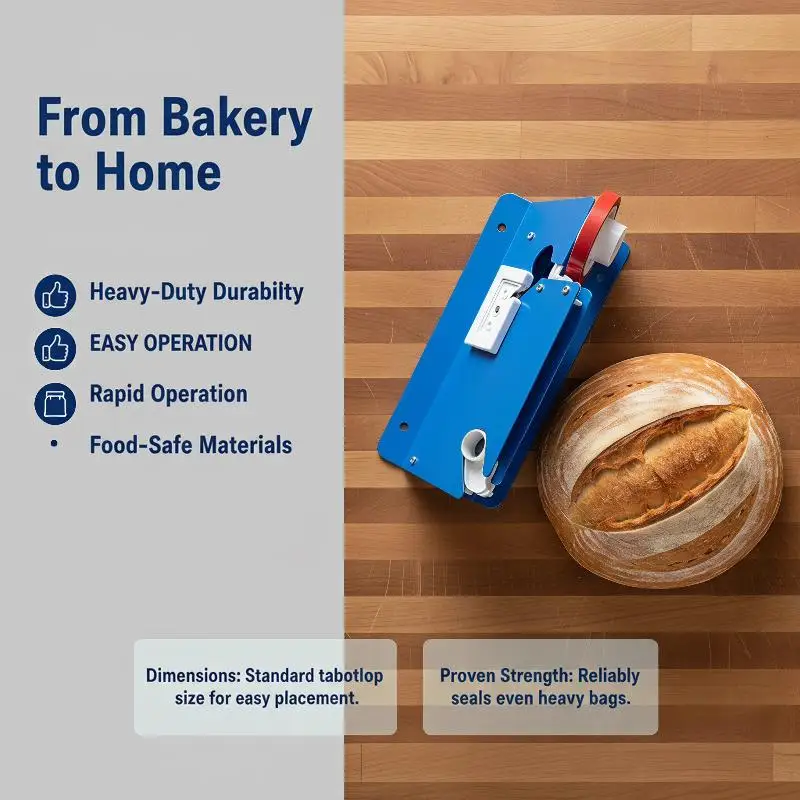 Bag Neck Sealer Tape Dispenser Poly Bag Packaging Sealer Bag Metal Sealer Machine Supermarket Store