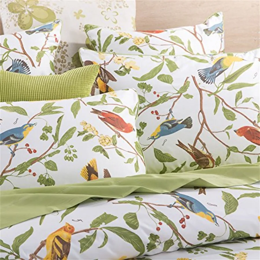 

Beautiful Garden Luxury 3 Pcs Duvet Cover Set Island Tree Branch and Birds ed Floral Pattern 100-percent Brushed Cotton Twill F