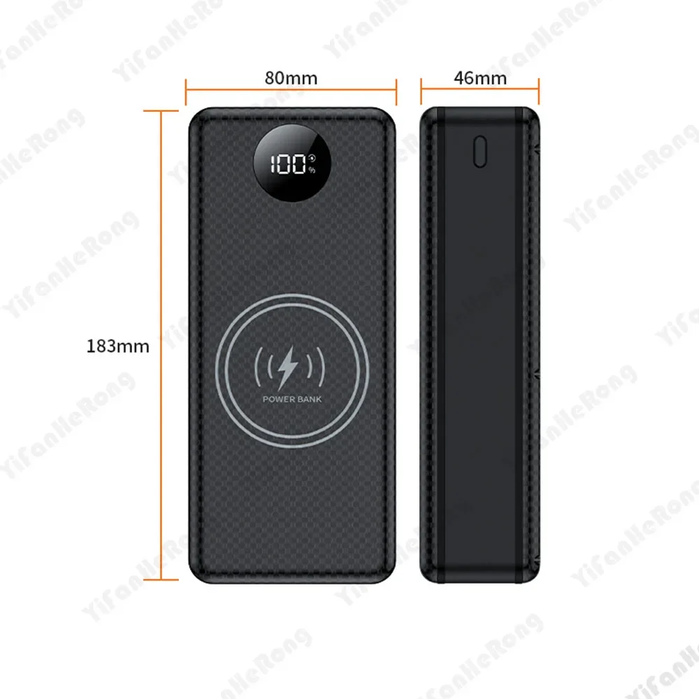 15W Wireless Charging Power Bank Battery Holder + Camping Lamp 22.5W Fast Charging 16*18650 20000mAh Power Bank Case DIY Shell