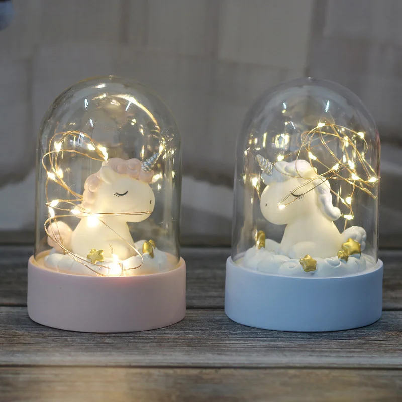 Luz Led de noche con diseño de unicornio para niños, Lámpara decorativa con diseño creativo de dibujos animados, ideal para regalo de Navidad y Año Nuevo