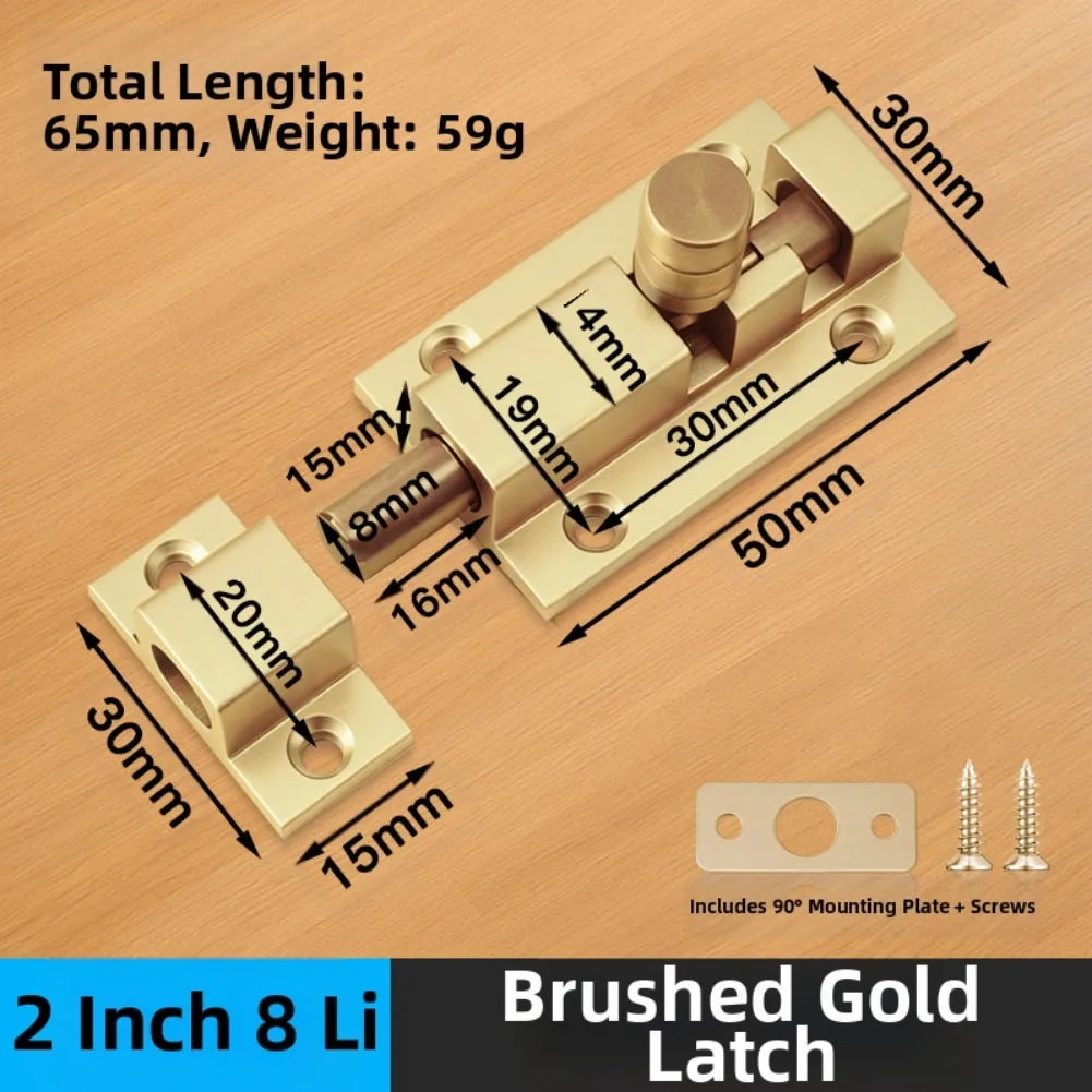 Perno de cerradura de puerta antirrobo de acero inoxidable con placa de montaje de aleación de aluminio para puertas de madera o ventanas para seguridad del hogar