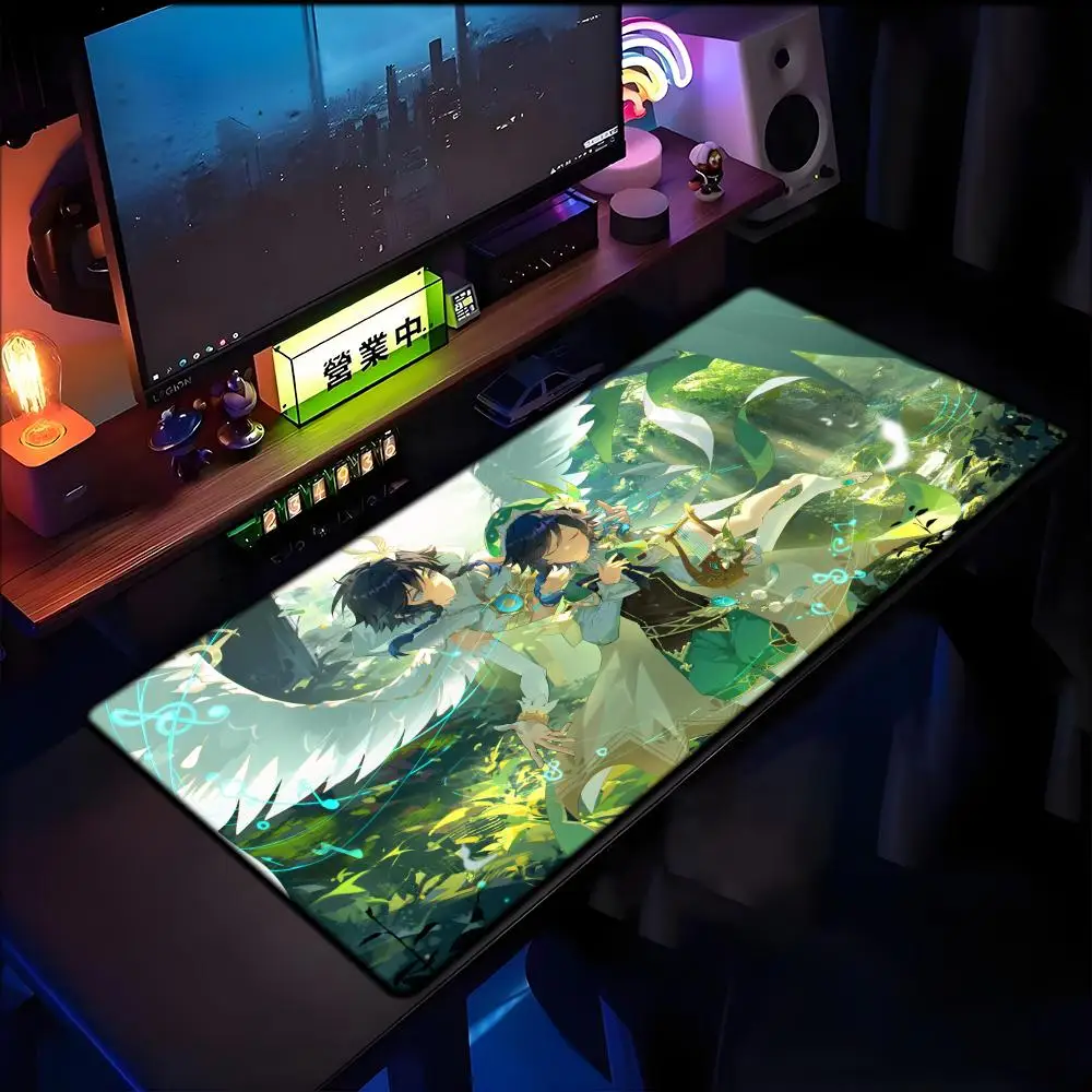 

Mouse Pad Gaming Accessories Gamer alfombrilla xxl Computer Desk Mat Laptop Varmilo Keyboard Pads Genshin Impact Venti Mousepad