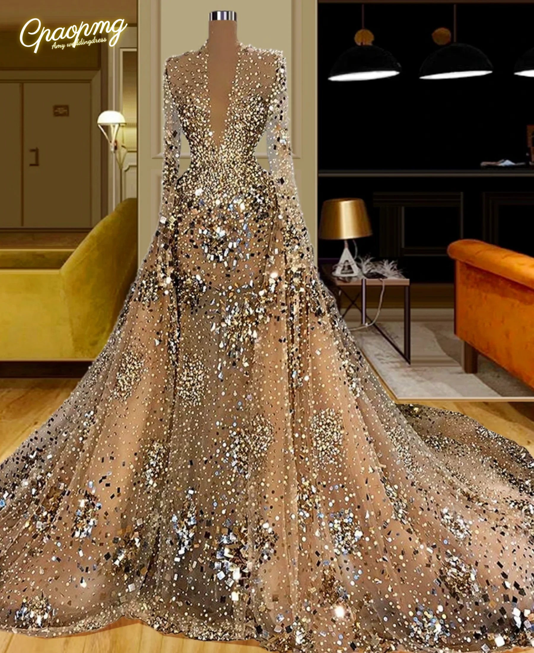 

Customized Haute Full Beading Evening Dresses Middle East Beading Rhinestone Prom Dresses Celebrity Dresses Party Night