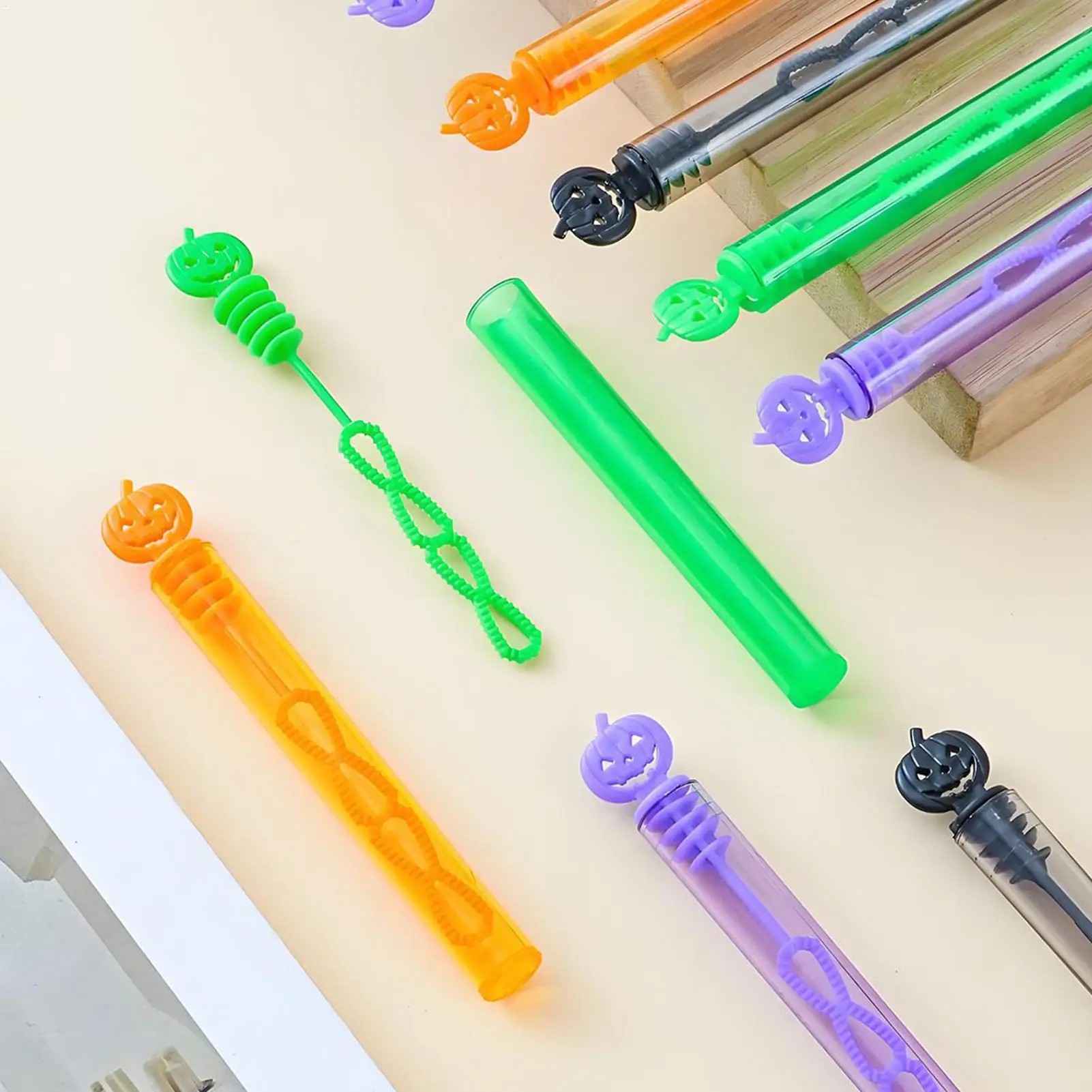 Pumpkin Bubble Wand 24 Pieces Kids Halloween Bubble Wands Handheld Blower Supplies Toys For Birthday Party Summer Activities