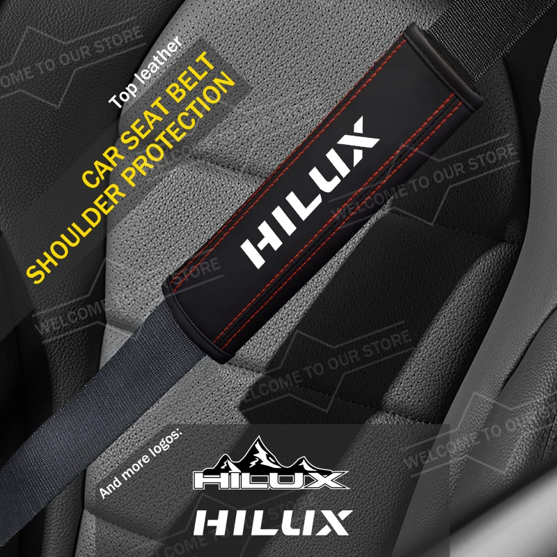 2 uds coche para Hilux montaña todoterreno camioneta vehículo Logo cinturón de seguridad cojín cuero cinturón de seguridad almohadillas protectoras de hombro
