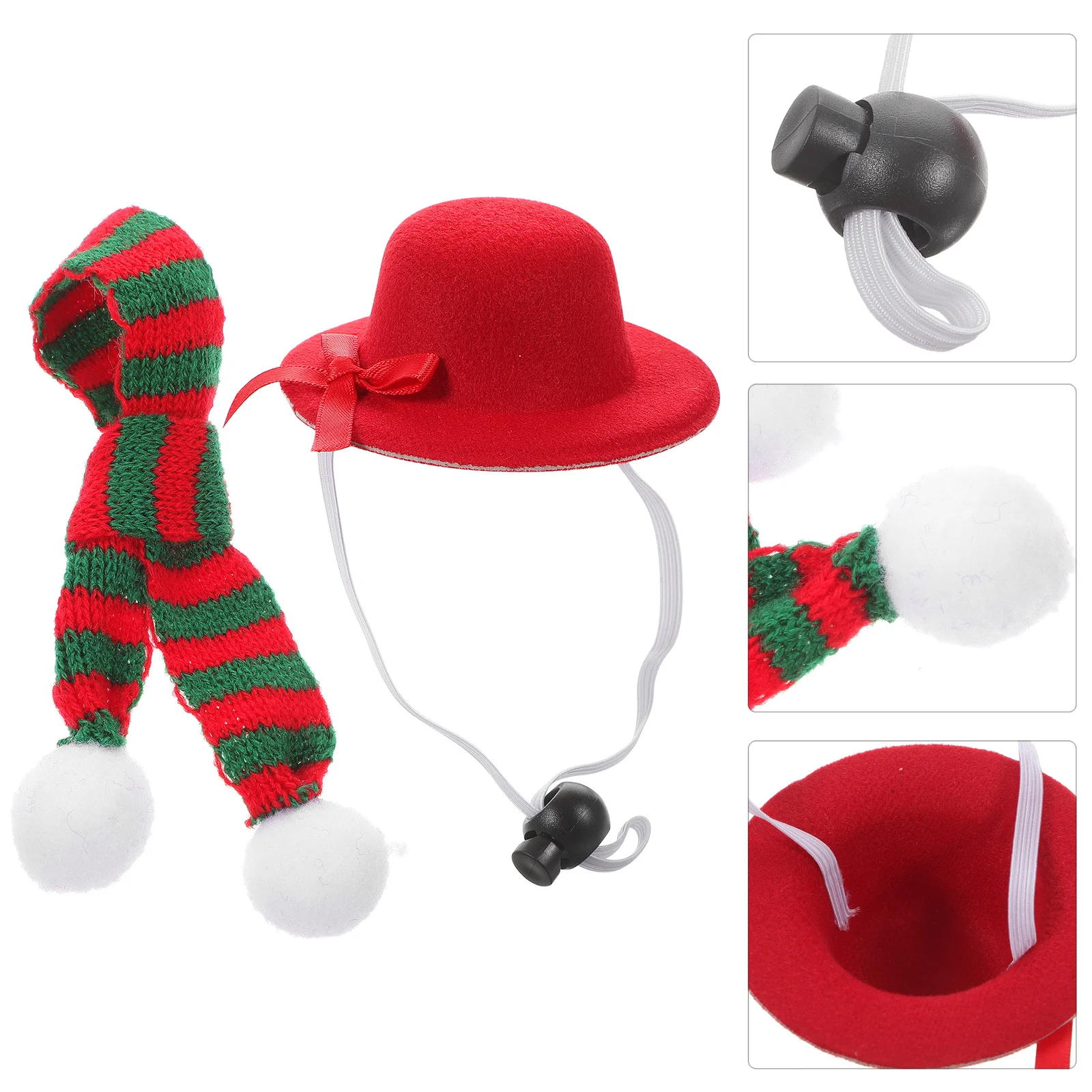 

2Pcs Pet Costume Hat and Scarf Xmas Party Dog Cat Pet Headdress Decorative Supplies Dog Costume Set Mini Cat Headdress