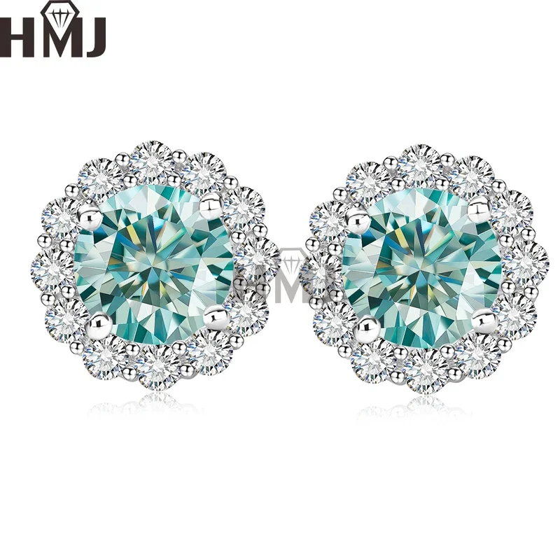 D Color Moissanite Earrings For Women Lab Grown Diamond Ear Studs 100% 925 Sterling Silver Fine Jewelry