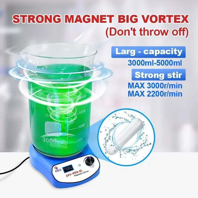 Xin Tester Magnetic Stirrer, LED Digital Magnetic Mixer, 3000/5000ml Magnetic Stir Plate with Stir Bar AC100-240V