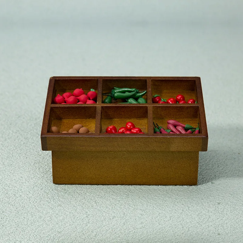 1:12 Scale Dollhouse Miniature Furniture, Supermarket Vegetable & Fruit Rack DIY Props, Miniature Veggie & Fruit Stall