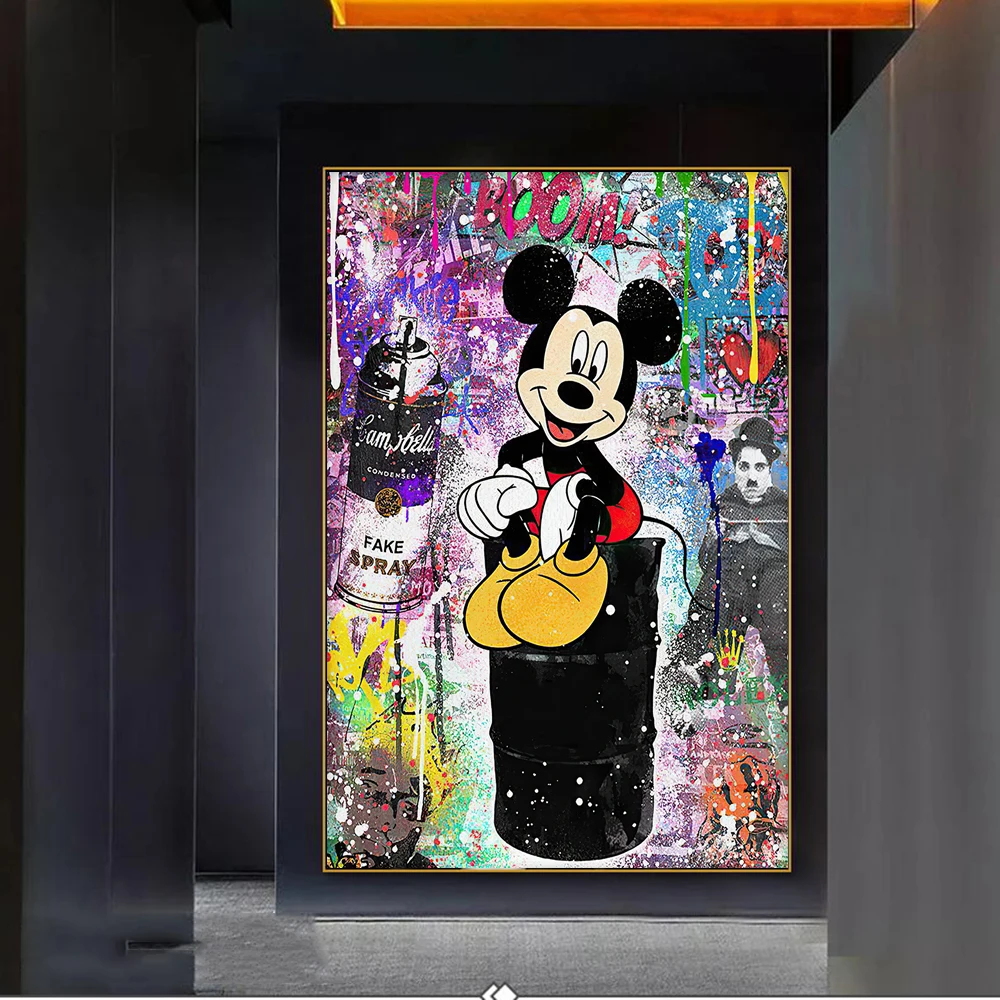 

Disney Mickey Mouse Mixed Graffiti Art Canvas Paintings on the Wall Art Posters and Prints Street Art Pictures Home Wall Decor