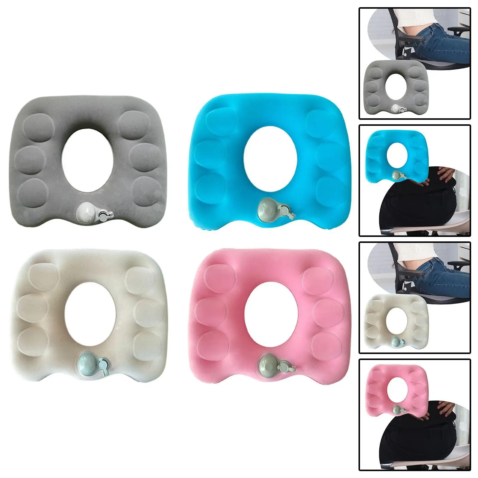 Inflatable Donut Pillow Sitting Pad Seat Pad Breathable Tailbone Pad Support Butt Cushion Seat Cushion for Long Time Sitting