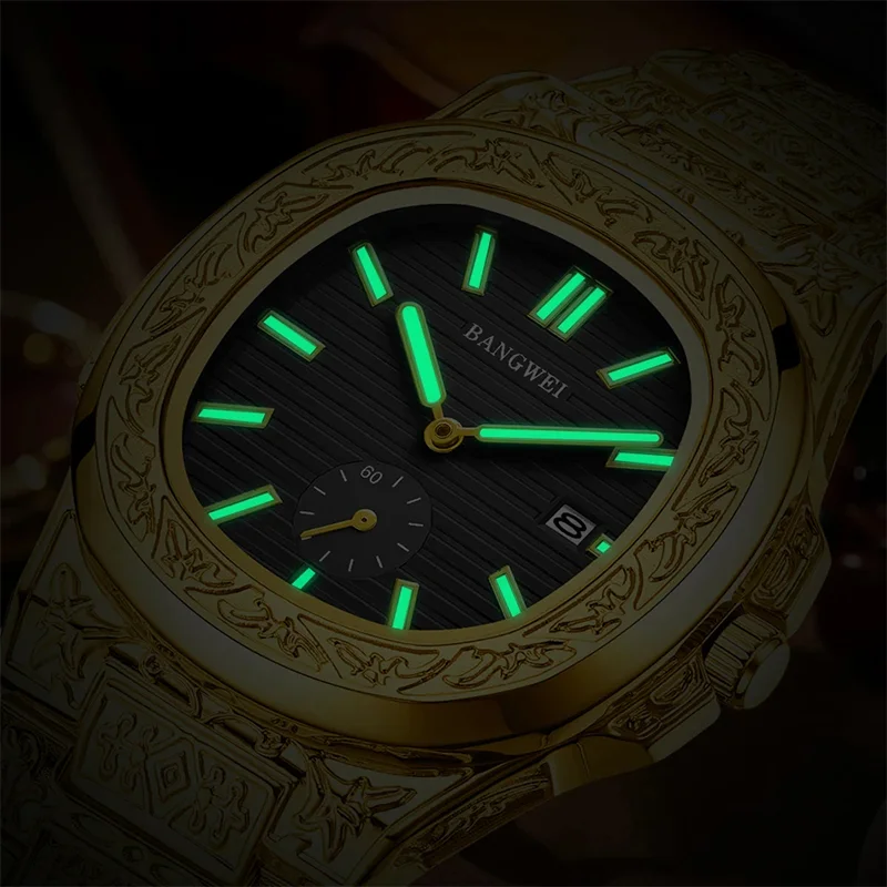 BANGWEI Men's Watch Classic Business Men Wristwatch Square Dial Date Waterproof Male's Quartz Watch Luminous Clock Reloj Hombre view 5