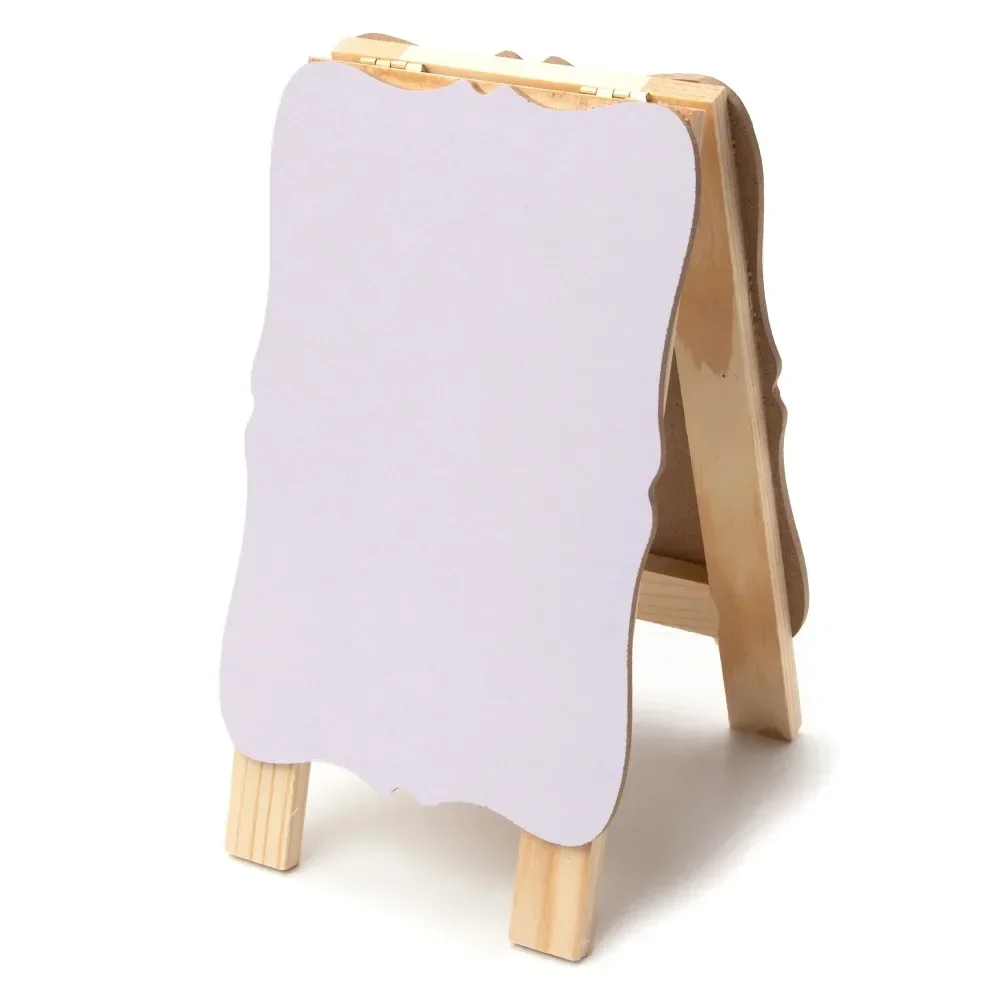 中型折りたたみ黒板 & ドライイレース、木製イーゼル付き、両面