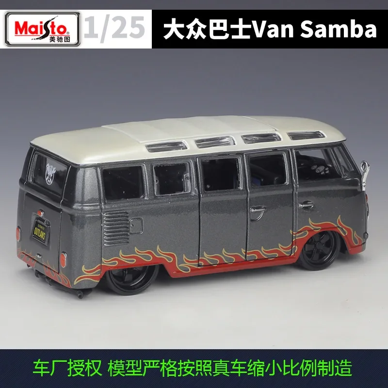 Maisto 1:24 Volkswagen VAN SAMBA Diecast VW Alloy Metal Model Car Bus High Static Simulator Adult Collection Christmas Gift B400