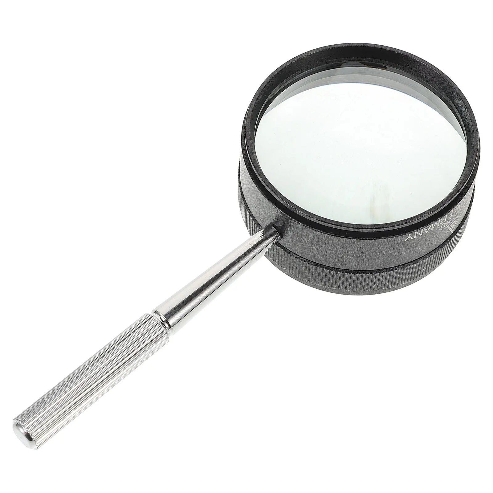แว่นขยายเลนส์โลหะขนาด 50 มม. ให้ความรู้สึกสบายมือ เหมาะสำหรับการสังเกตวัตถุขนาดเล็ก การอ่านเกมไขปริศนา