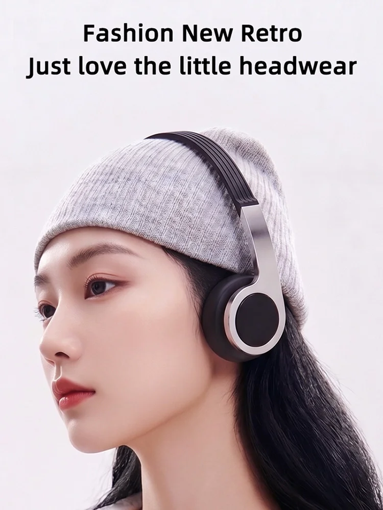 Nowe retro kompaktowe słuchawki nauszne Bluetooth idealne do zdjęć, bezprzewodowe słuchawki Bluetooth w kolorach makaroników. — zdjęcie produktu 7