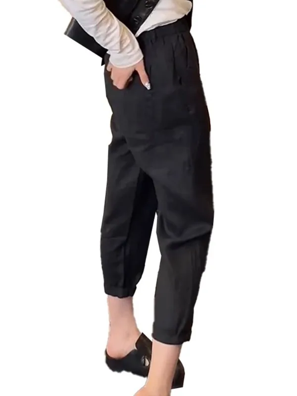 Hoge taille katoen linnen harembroek dames zomer dunne losse plus size casual wijde pijpen broek vintage rechte snit ket ontwerp