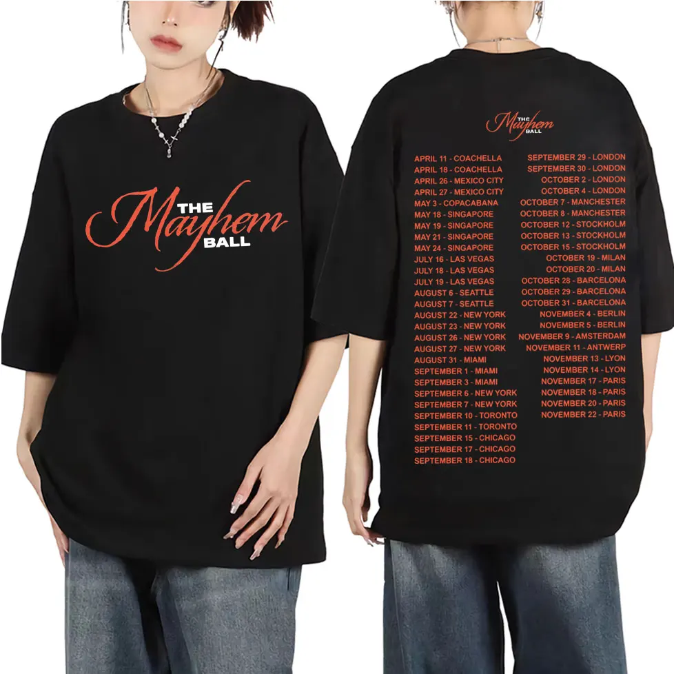 

Lady Gaga The Mayhem Ball Tour 2025 T-shirt Men Women Clothing Fashion Y2k Short Sleeve T-shirts Summer Loose Cotton T Shirts