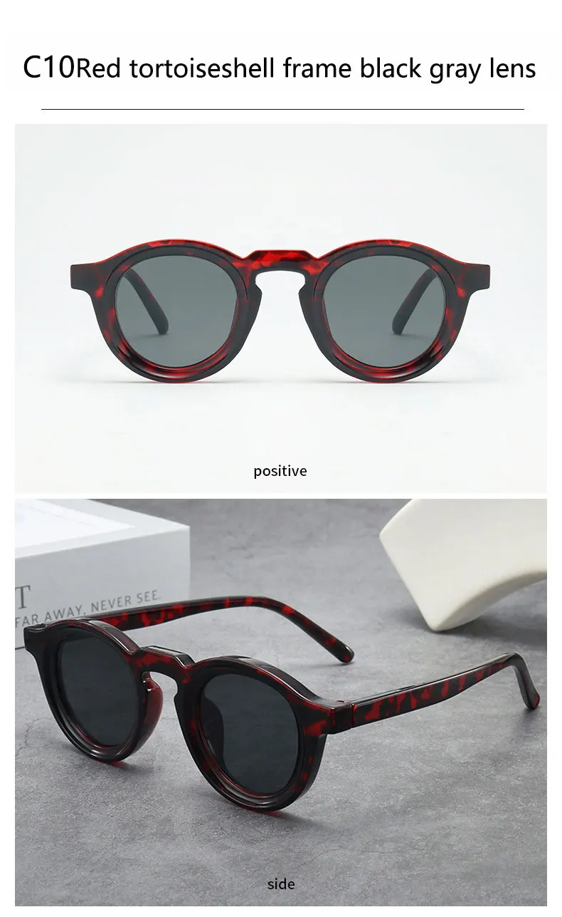 2025 Retro-Sonnenbrille mit dickem Rahmen, ovale Sonnenbrille für Herren, amerikanischer Stil, graue Brillen, Retro-Leopardenmuster-Brille, UV400-Rezept – Detail 22