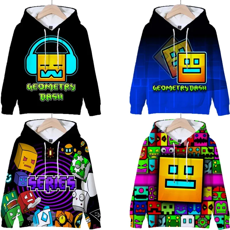 

Geometry Dash Hoodie Tracksuit Harajuku Kids Clothes Casual Pullover Boys Hoody Girls Anime Hooded Sweatshirts