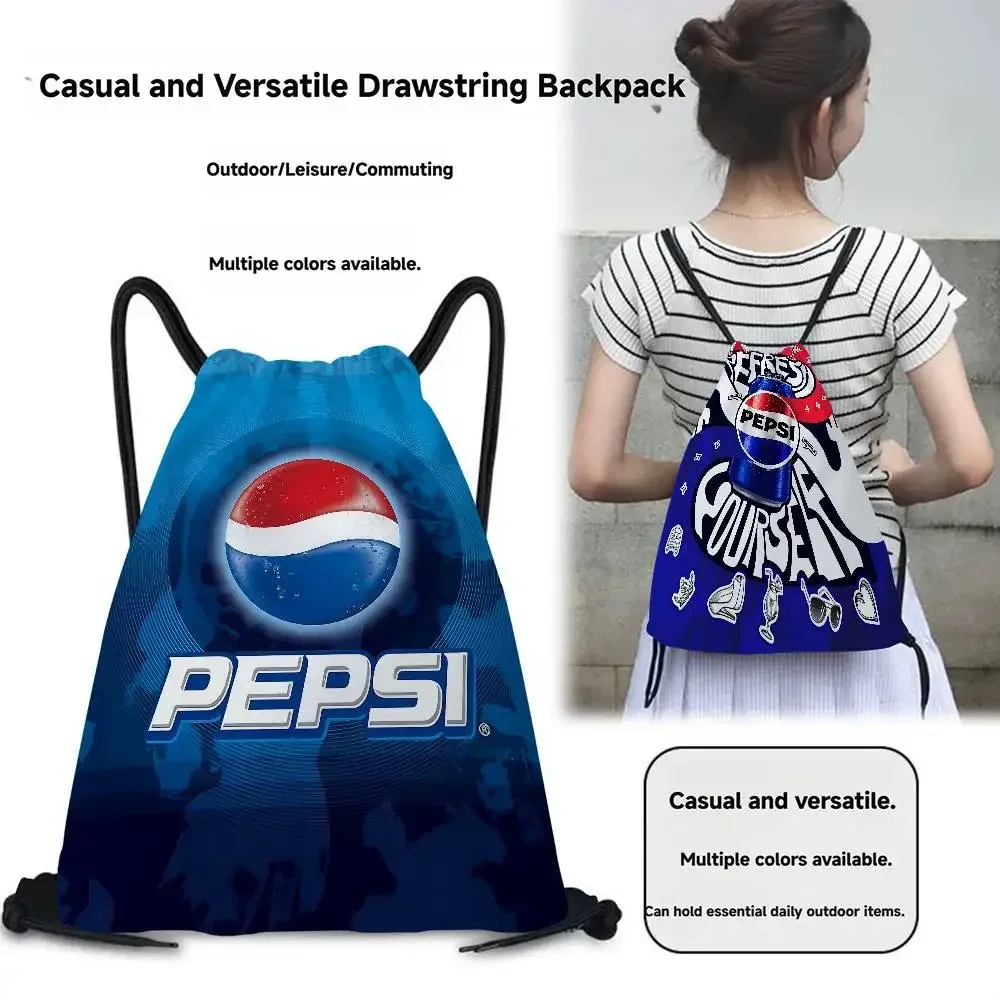 Soda Brand Art -Pepsis حقائب برباط مطبوعة عتيقة حقائب هدايا للحفلات، حقائب ظهر برباط رياضية للصالة الرياضية والسفر والاستخدام الترفيهي #4