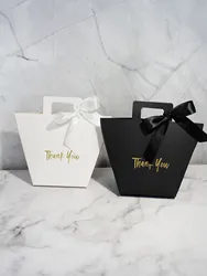 10/20pcs  Thank you candy box wedding gift box  biscuit candy handbag portable candy box ribbon