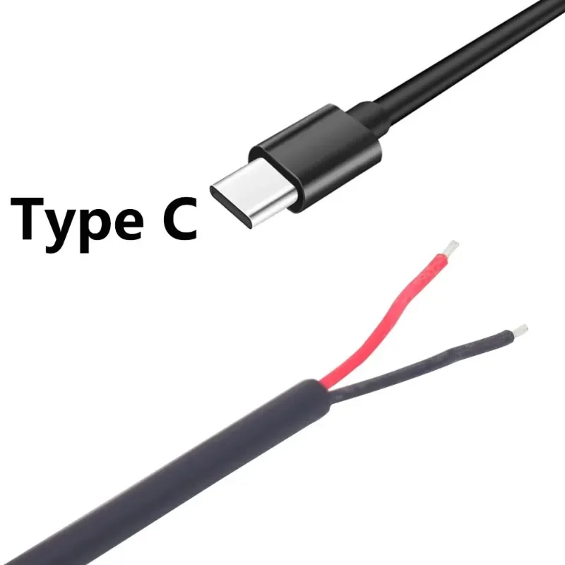 5V 3A Singe USB C to 2 Pin Bare Wire Open End 24AWG USB Type C Male Pigtail Cable Cord DIY for USB C Equipment Installed 0.3/1M