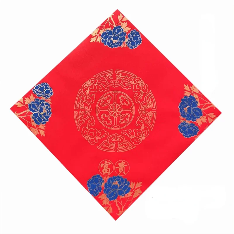 Chinese Spring Festival Couplets Rice Paper Blank Lucky Red Paper Xuan Square Shaped Calligraphy Brush Pen Fu Characters Papier