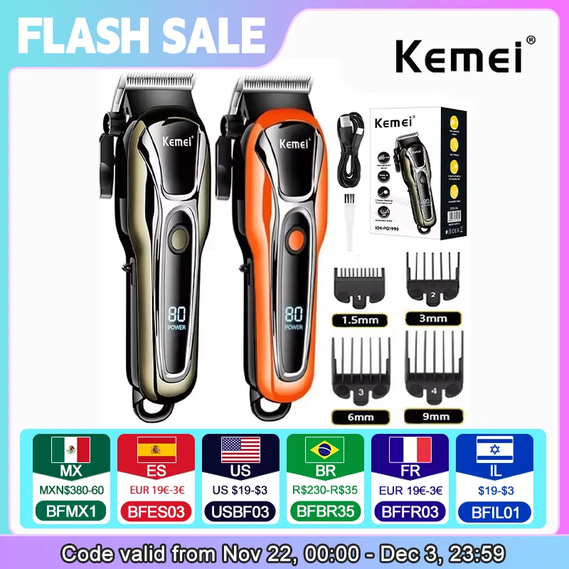 Kemei Hair Clipper Electric Hair Trimmer for men Electric shaver professional Men\'s Hair cutting machine Wireless barber trimmer