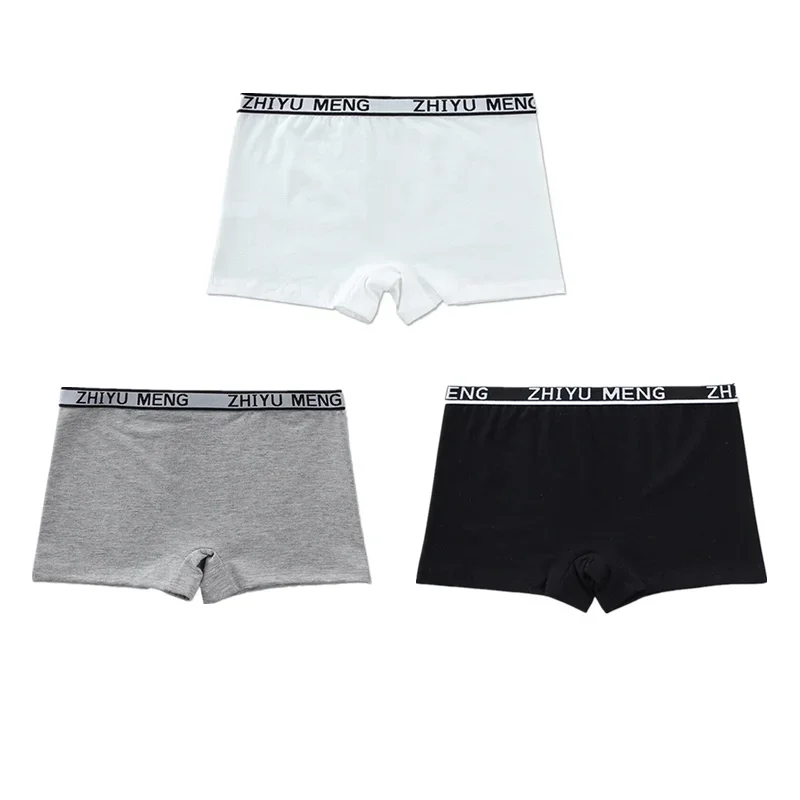 3Pcs Girls\' Panties Boxer 15 Mid-waist Solid Color Student Boxer Trousers Student Shorts Bottoming 8-16 Years Old Cotton Panties