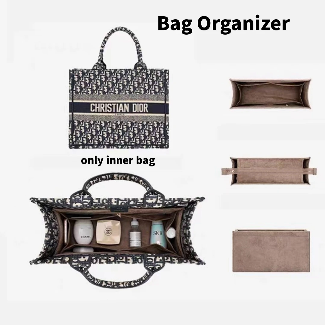 Only inner Bag Organizer Insert For Dior Book Tote Organiser Divider Shaper Protector Compartment Inner Lining
