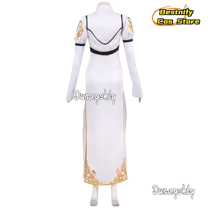 CosplayGame Kyrie Cosplay Costume Slim White Long Dress Lolita French Maid Role-playing Women's Dresses Anime Outfits Wig Prop S