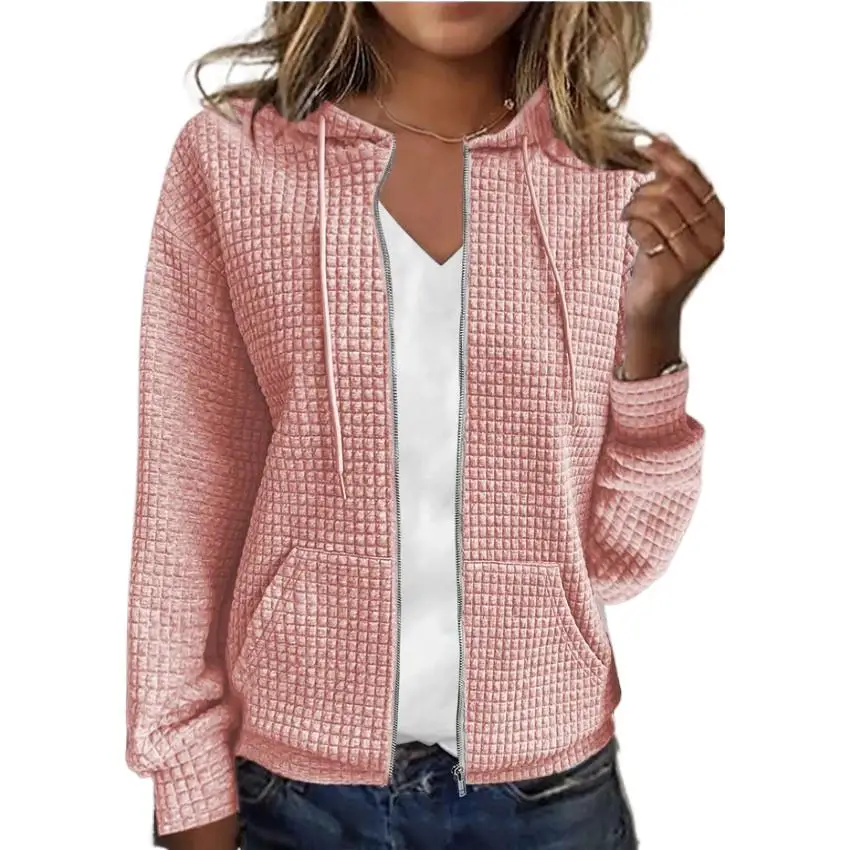 

2025 New Fashion Zipper Hooded Sweatshirt Women In Autumn Casual Loose Solid Color Lace-up Long Sleeve Jacket For Women