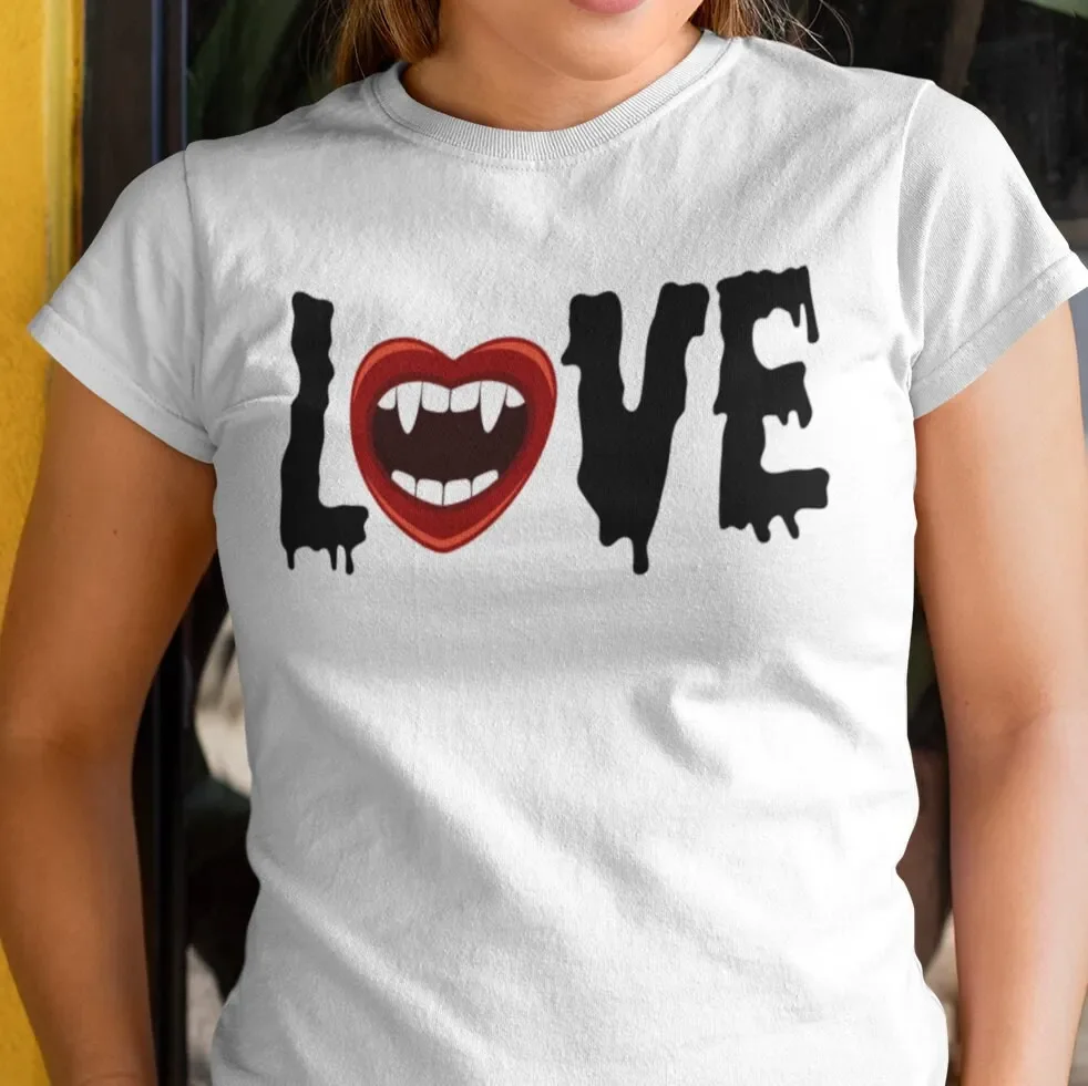 Love Fangs Scary T Shirt Funny Halloween Perfect Costume or Outfit to look and Cute for any Vampire