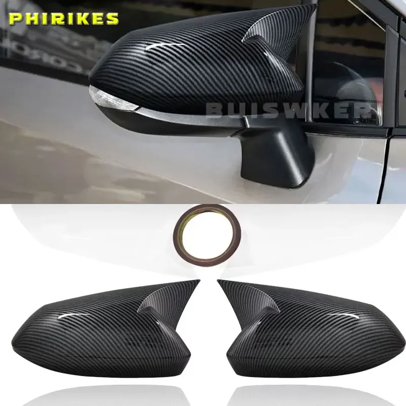 

2pcs facelifted Excellent modified Rearview Bright black Carbon Fiber Pattern Mirror Cover caps For Toyota Corolla 2019 2020