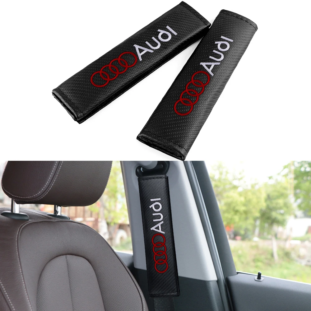 2pcs Carbon Fiber Seat Belt Cover Soft Belts Shoulder Protection Pads for Audi A4 B8 B6 B9 B7 A3 8P 8V 8L A6 C7 C6 C5 Q5 A5 Q7