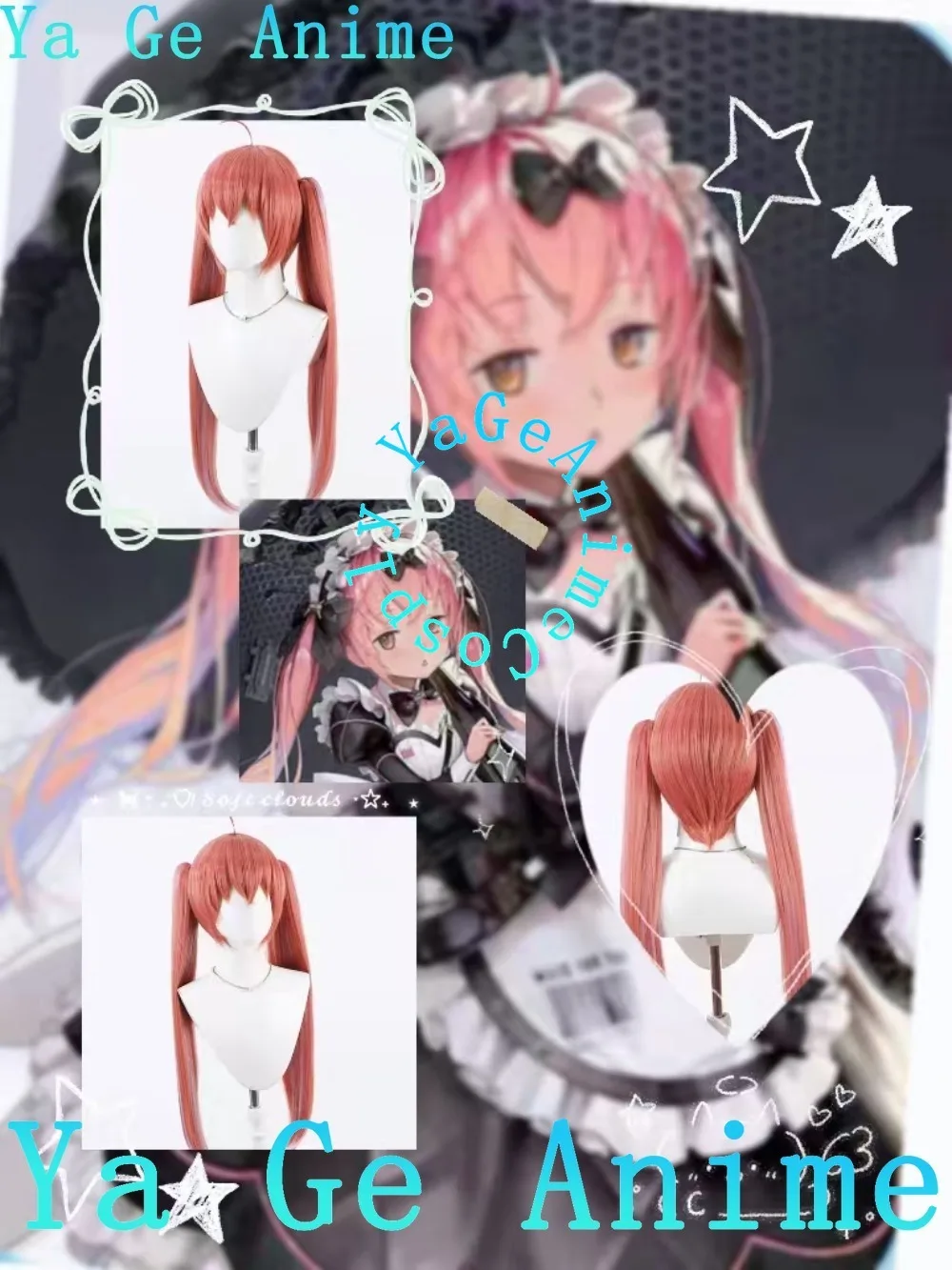 

Coco Cosplay Wig Detachable Twin Tails Integrated Highlights Synthetic Hair for Maid Roleplay Café Event Party Wear