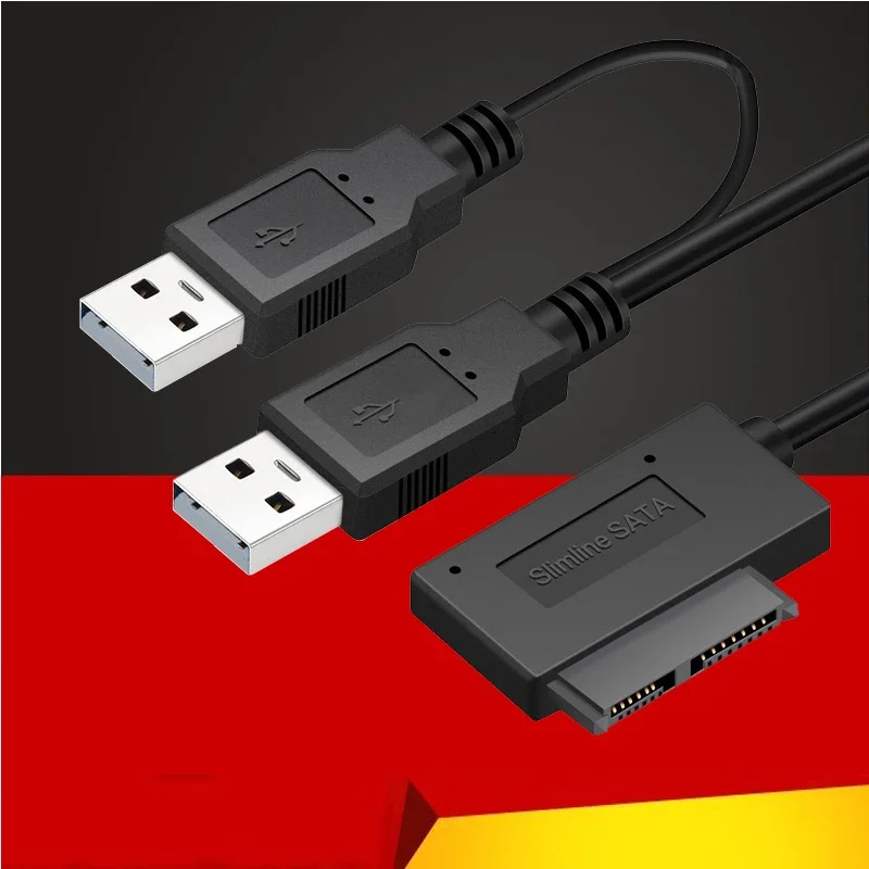 Тонкий SATA кабель USB2.0 до 6 + 7 13Pin с внешним источником питания USB 2.0 для ноутбука