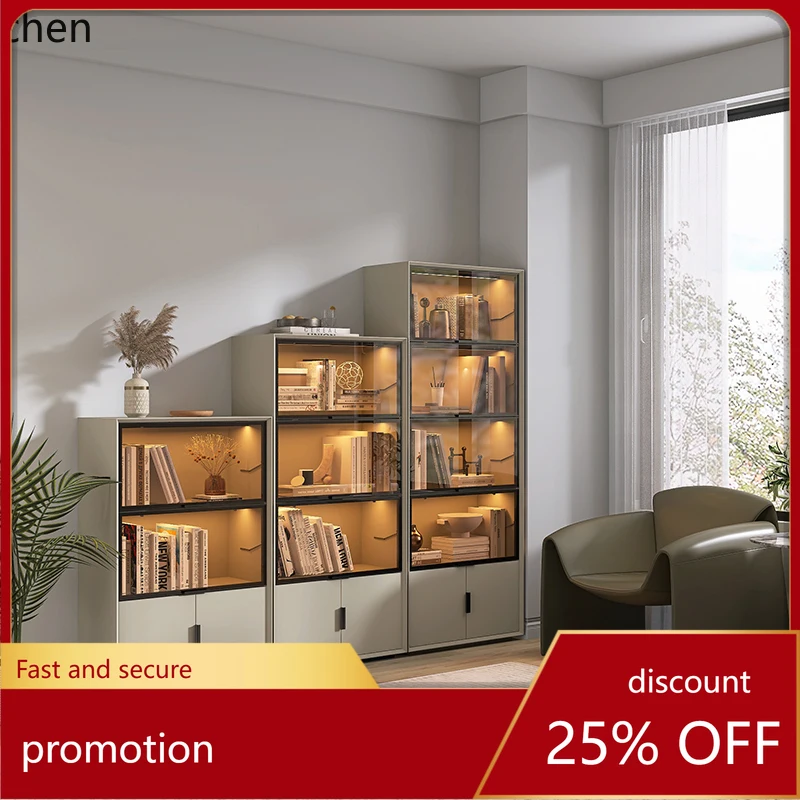 ZMLminimalist glass door free combination storage figure display cabinet custom dust-proof whole wall bookshelf