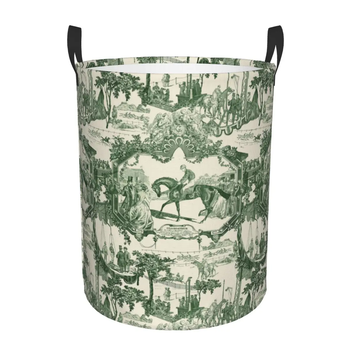 Custom Antique Vintage French Toile De Jouy Laundry Basket Foldable Classic Clothes Hamper for Nursery Kids Toys Storage Bag