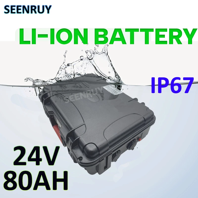 New waterproof 24V 80AH Lithium Battery IP67 li-ion for dinghy Street lighting system  golf cart  outdoor activities