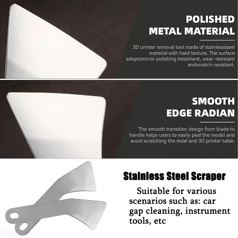 Edelstahl-Schaber-Set, ultrascharfe Schaber entfernen Rückstände von Stahl, Aluminium und mehr, Enden bieten zusätzliche Hebelkraft. – Detail 4