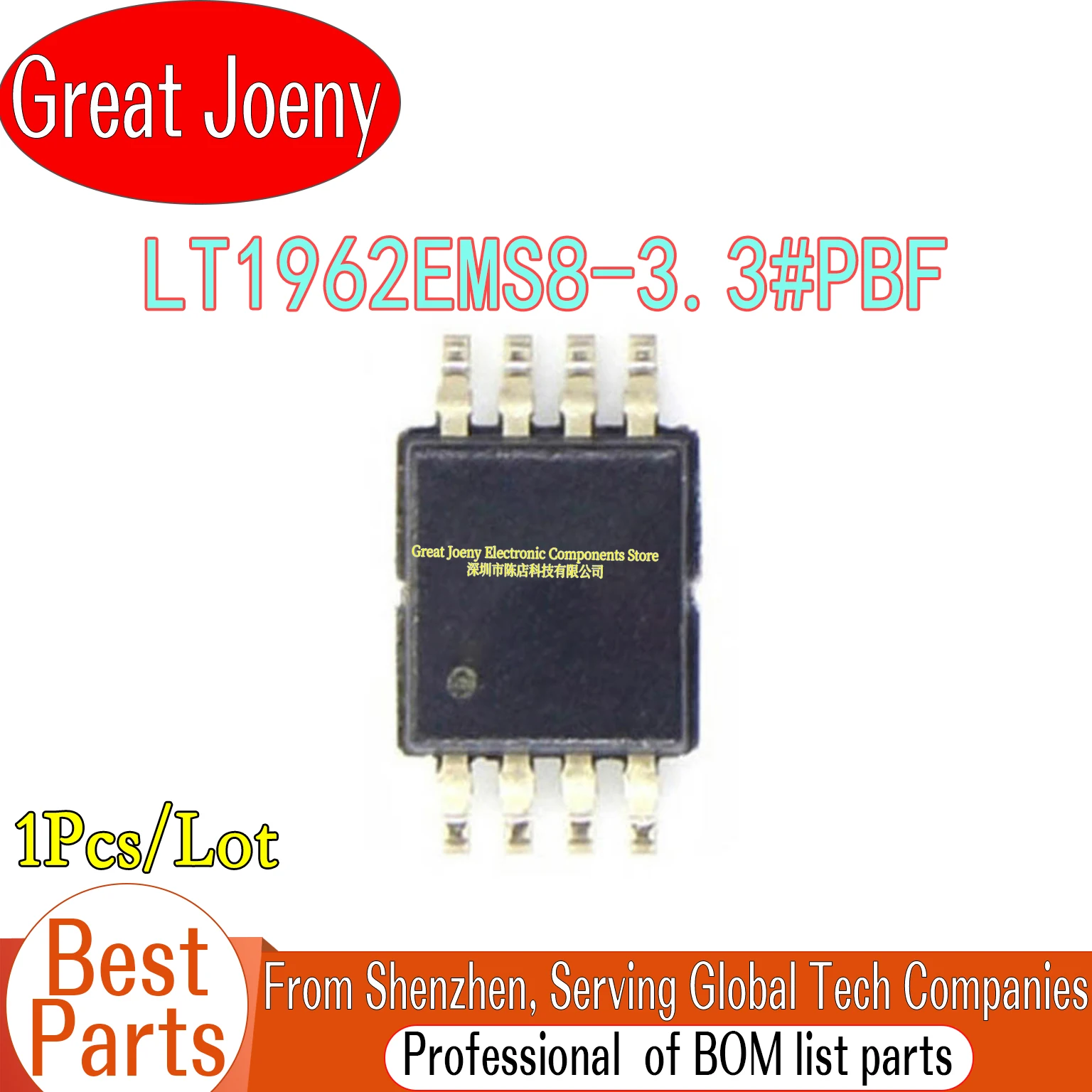 

100% New Original LTPS LT1962EMS8-3.3#PBF LT1962EMS8-3.3 LT1962EMS8 LT1962 IC Chipset MSOP-8
