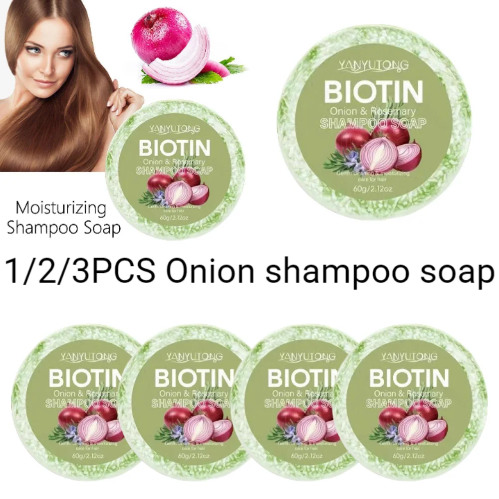 1/2/3PCS Champú y Jabón con Cebolla y Biotina para Todo Tipo de Cabello, Hidratante y Suavizante, con Extracto de Romero y Camelia, Cuidado Capilar 2026 60g