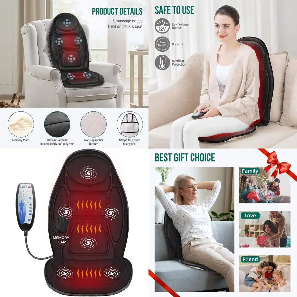 

Массажная накидка с подогревом, 5 режимов и 2 уровня нагрева для офисных и домашних кресел