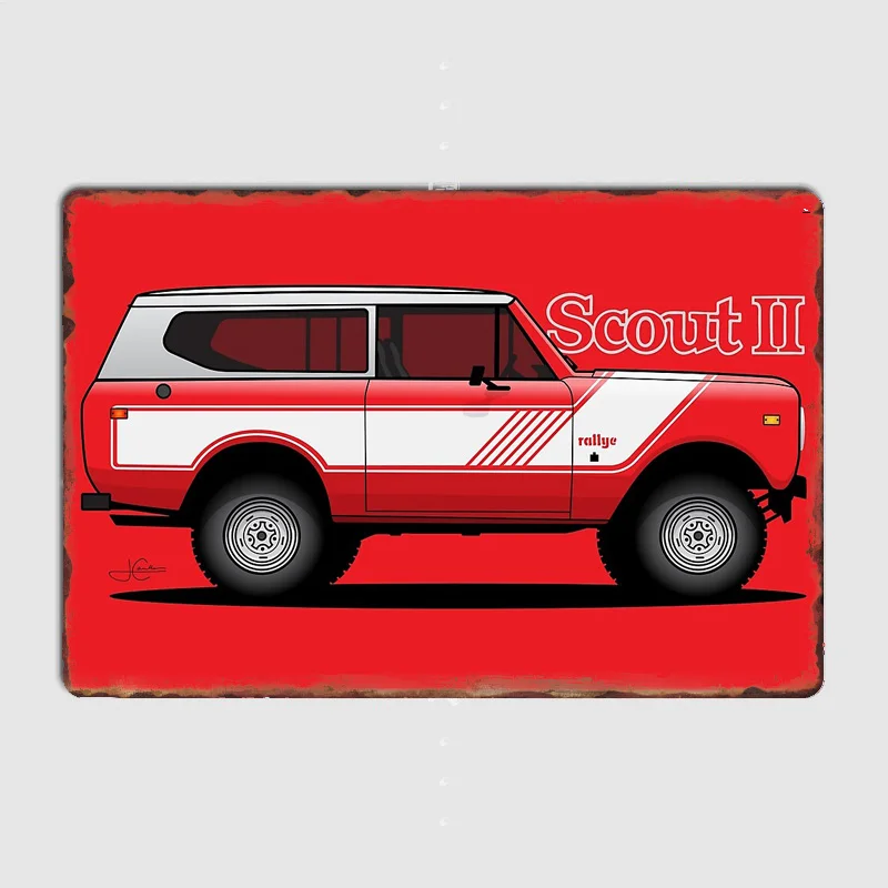 International Harvester Scout II Rally Off Road 4x4 Metal Sign Poster Garage Car Club Indoor Wall Room Decoration Home Decor